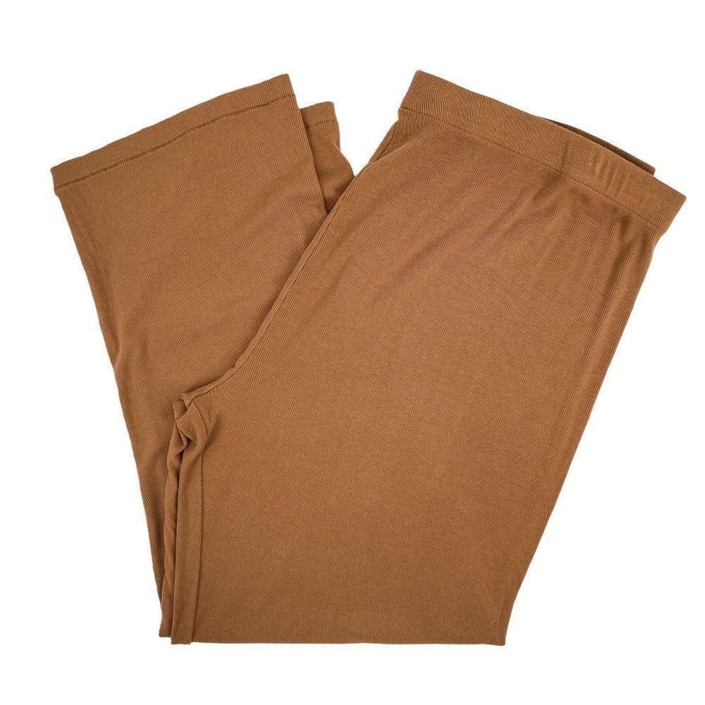 SKIMS Ribbed Sleep Wide Leg Plus Size Lounge Pants 3XL Gold - Picture 4 of 8